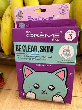 Be Clear Skin! Animated Kitten Face Mask - Teal (Set of 3)